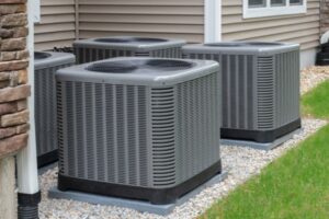 residential outdoor air conditioning and heat pump unit installed