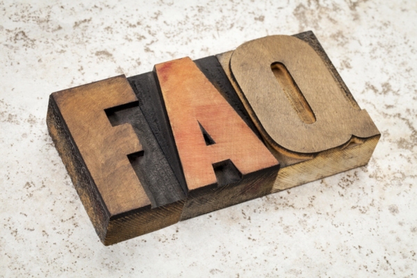 FAQ spelled in wooden vintage letters