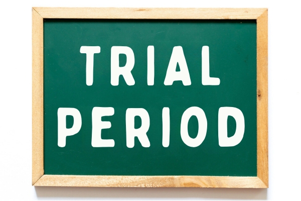 trial period written on board