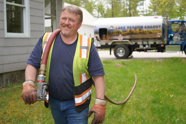 Lake Region Energy heating oil delivery staff on site