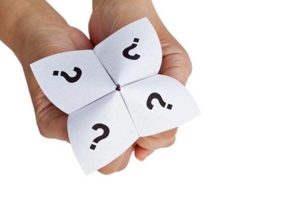 image of a paper fortune teller with question marks depicting choosing the right HVAC efficiency rating for your home