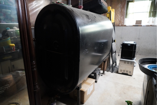 image of heating oil tank in a basement